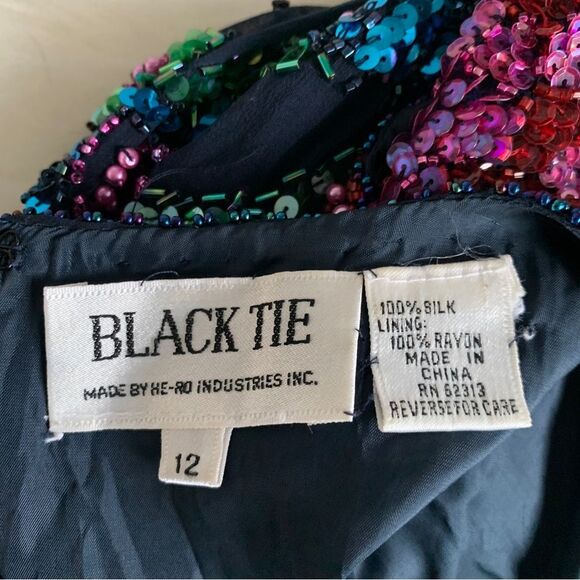 Vintage Sequin Evening Dress Size 12 - Picture 14 of 16